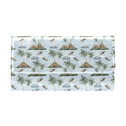 Aloha Hawaii island Design Themed Print Women's Trifold Wallet