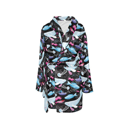 Manatee Pattern Print Design 02 Women's Fleece Robe