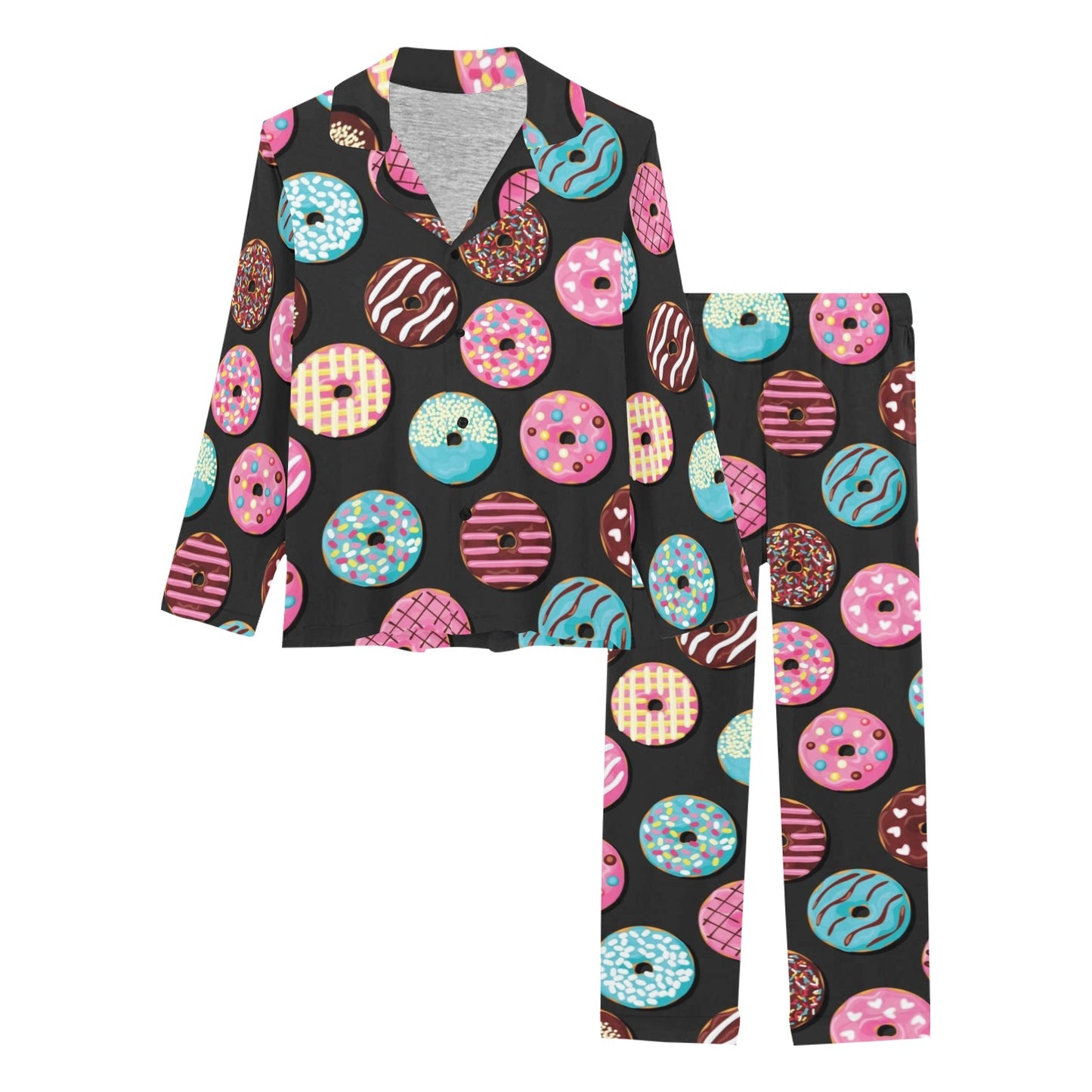 Donut Pattern Print Design DN02 Women's Long Pajama Set