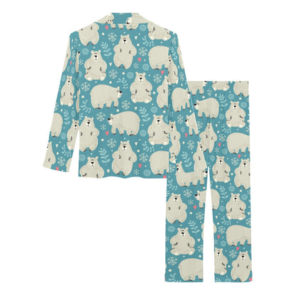 Bear Pattern Print Design BE04 Women's Long Pajama Set