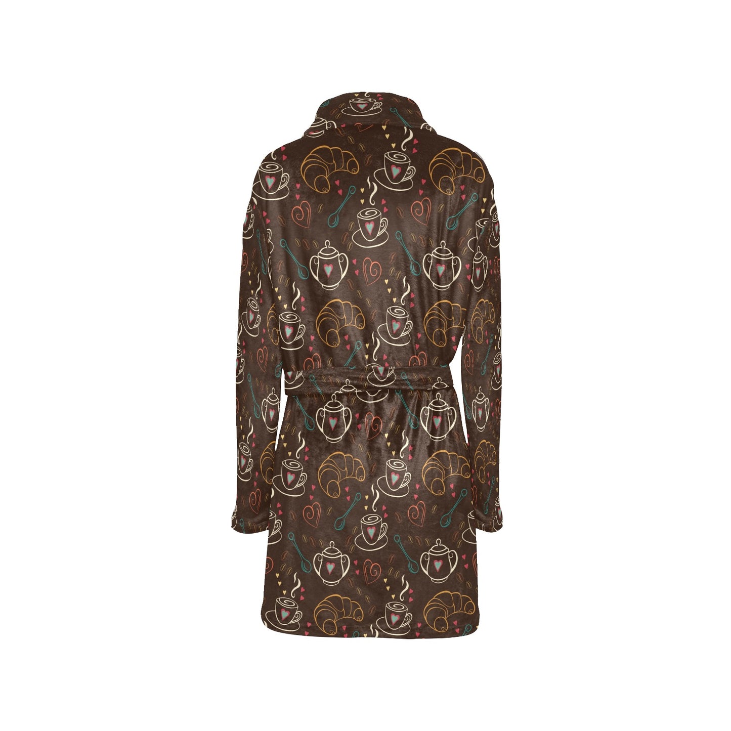 Coffee Pattern Print Design 06 Women's Fleece Robe