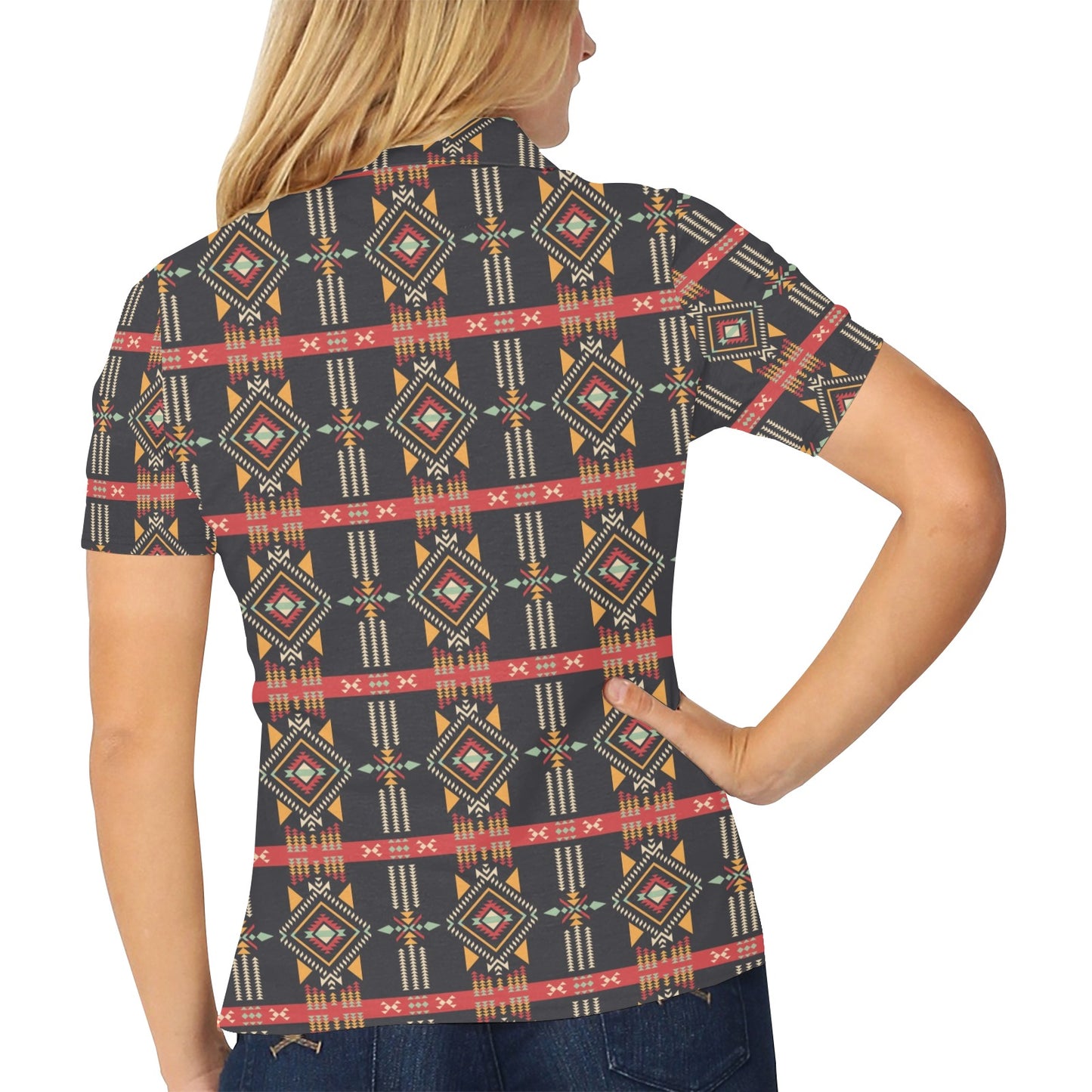 Southwest Pattern Print Design LKS303 Women's Polo Shirt