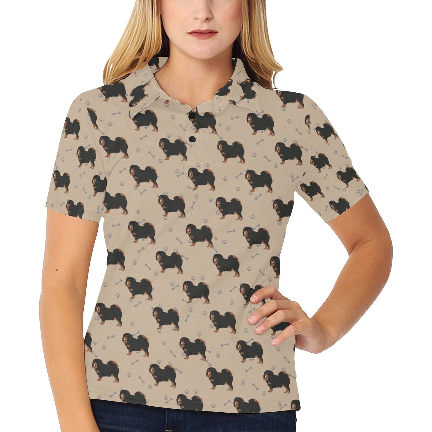 Tibetan Mastiffs Print Design LKS301 Women's Polo Shirt
