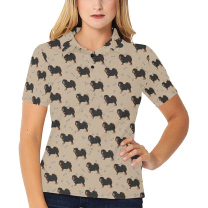 Tibetan Mastiffs Print Design LKS301 Women's Polo Shirt