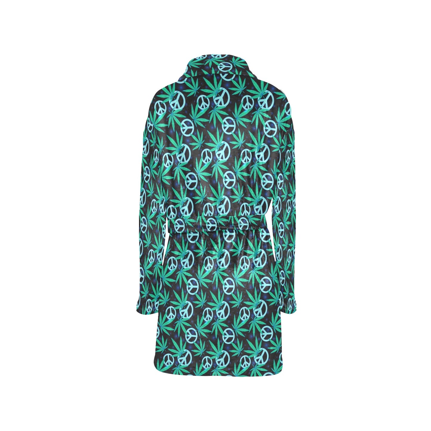 Peace Sign Themed Design Print Women's Fleece Robe
