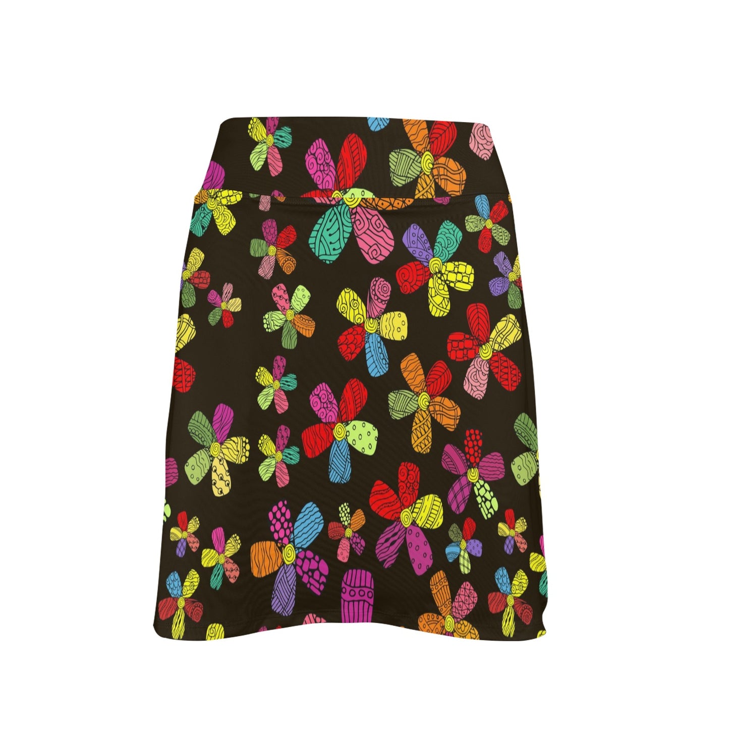 Flower Power Colorful Print Pattern 17" Golf & Pickleball Skort with Pockets