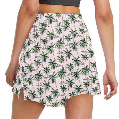 Aloha Beach Pattern Design Themed Print 17" Golf & Pickleball Skort with Pockets