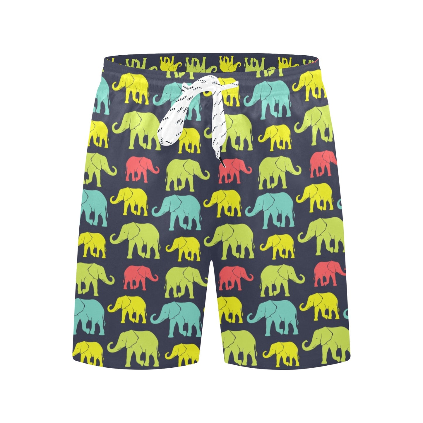 Elephant Neon Color Print Pattern Men's Swim Trunks Beach Shorts
