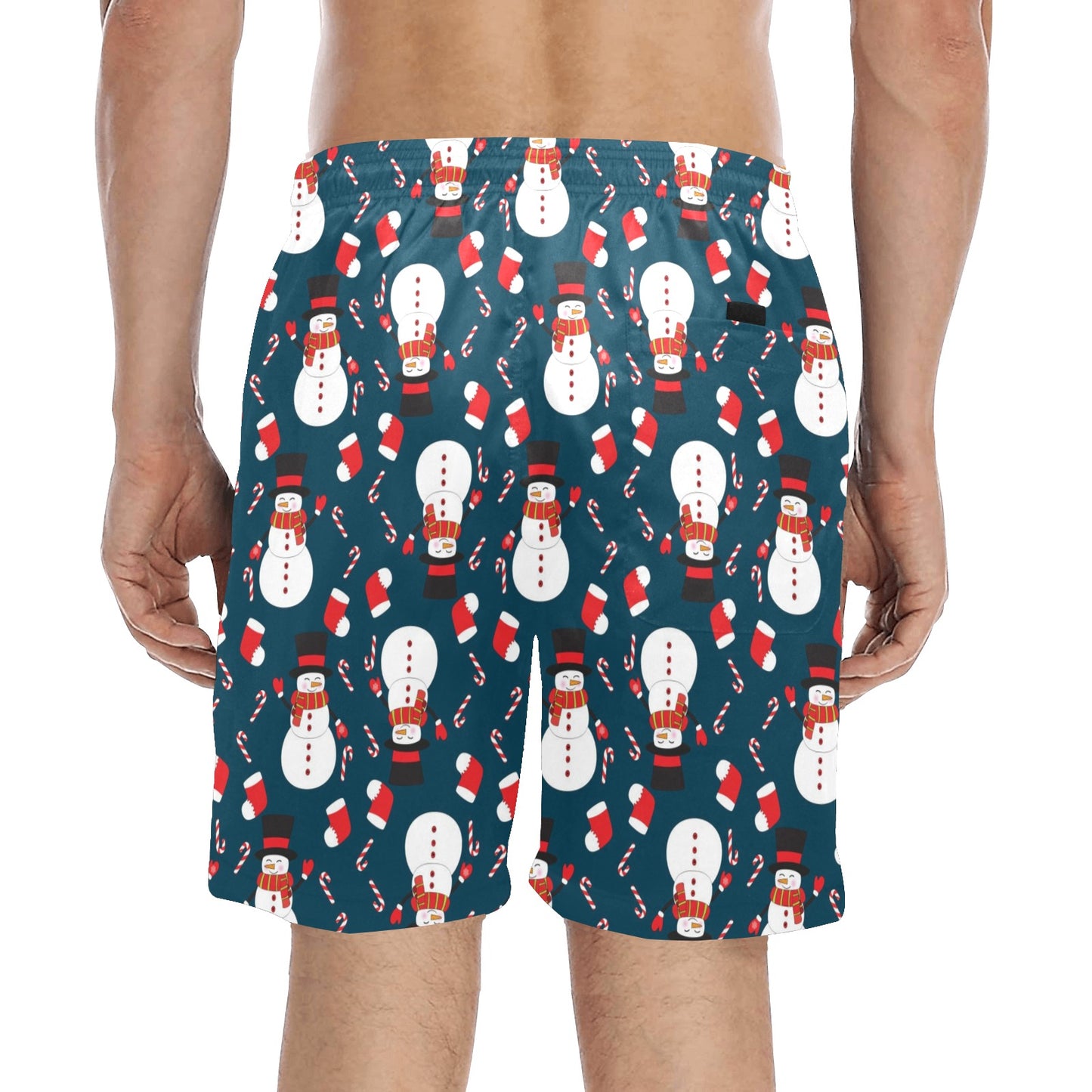 Snowman Print Design LKS301 Men's Swim Trunks Beach Shorts