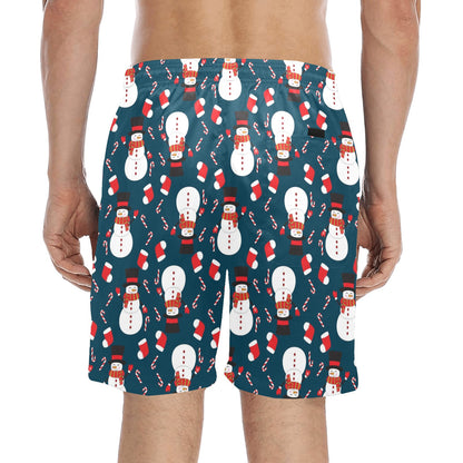 Snowman Print Design LKS301 Men's Swim Trunks Beach Shorts
