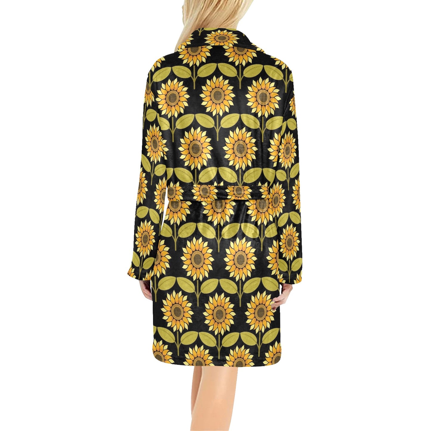 Sunflower Pattern Print Design SF015 Women's Fleece Robe