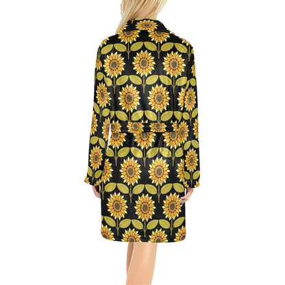 Sunflower Pattern Print Design SF015 Women's Fleece Robe