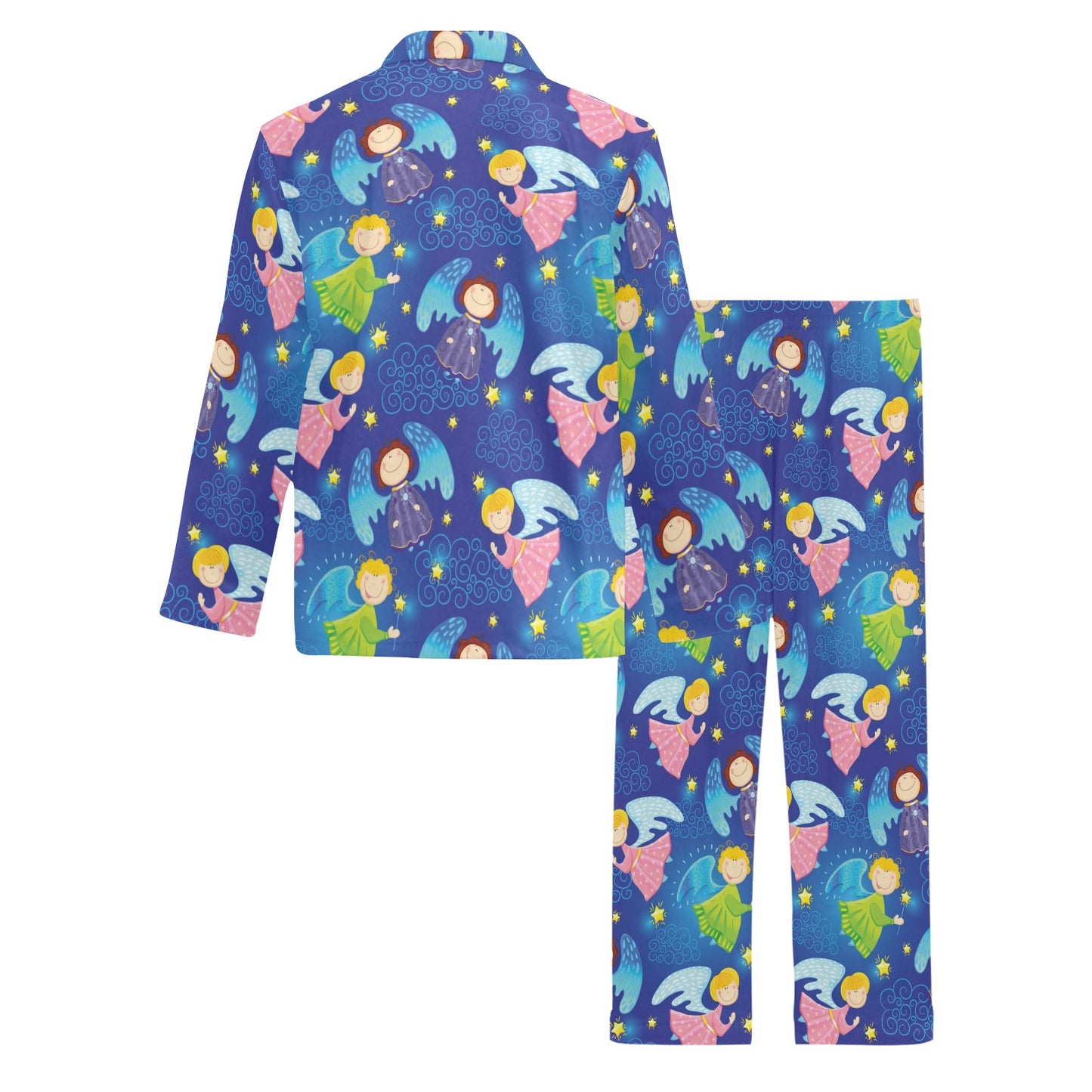 Angel Little Pattern Print Design 02 Men's Long Pajama Set