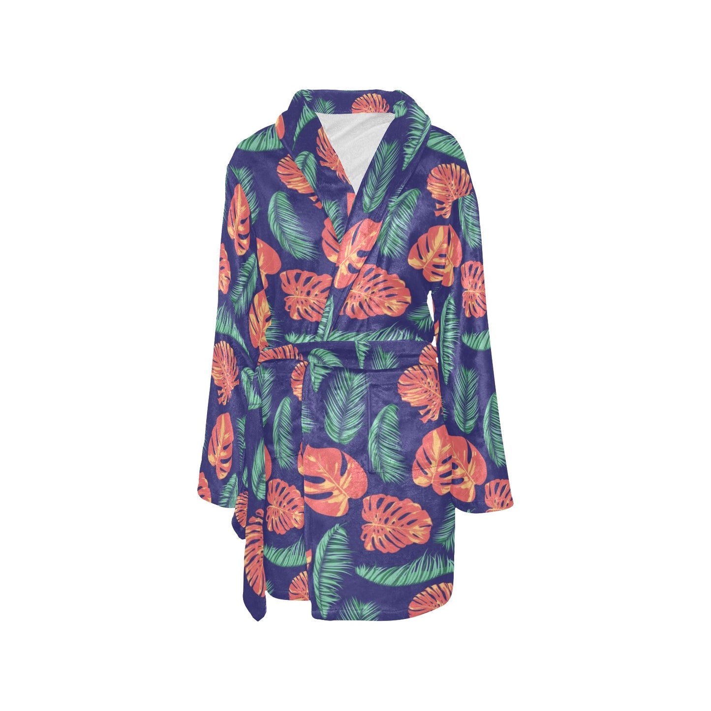 Palm Leaves Pattern Print Design PL011 Women's Fleece Robe