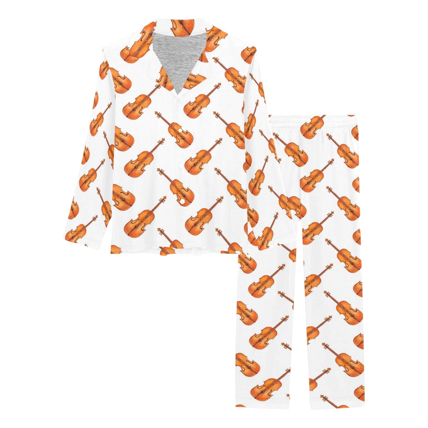Violin Print Design LKS401 Women's Long Pajama Set