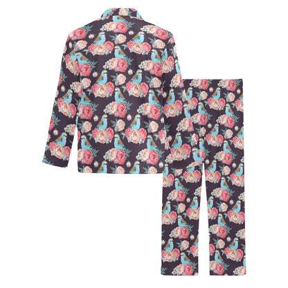 Bluebird Pattern Print Design 02 Men's Long Pajama Set