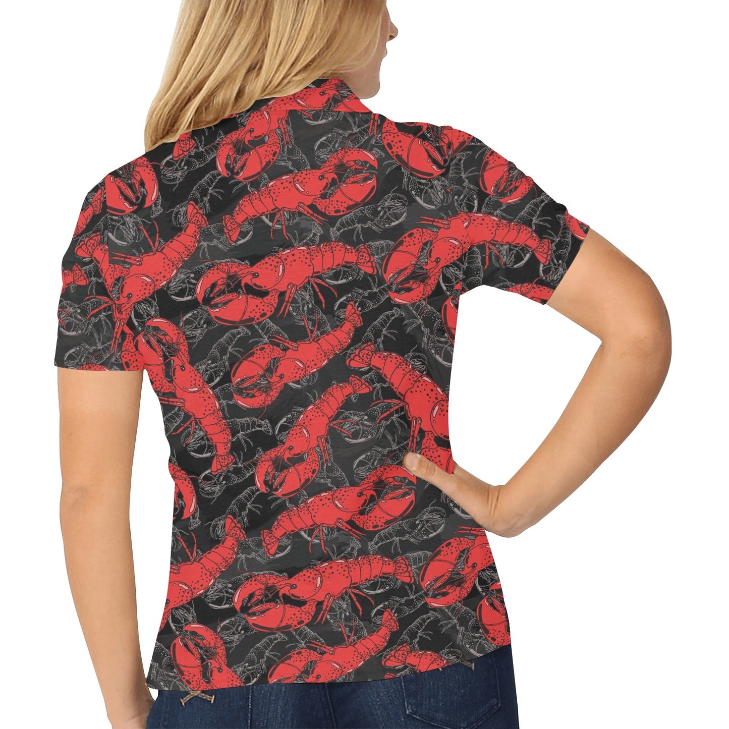 Lobster Pattern Print Design 04 Women's Polo Shirt