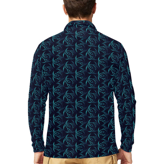 Vikings Print Design LKS302 Long Sleeve Polo Shirt For Men's