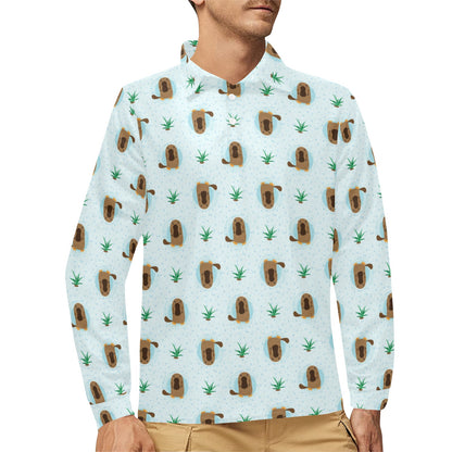 Platypus Pattern Print Design A04 Long Sleeve Polo Shirt For Men's