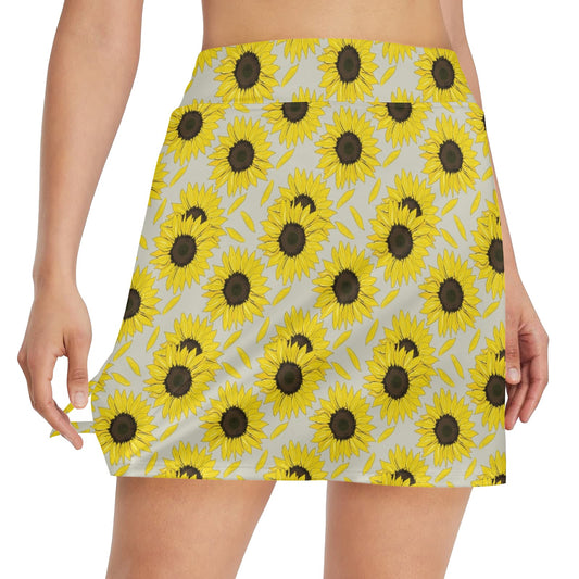 Sunflower Print Design LKS309 17" Golf & Pickleball Skort with Pockets