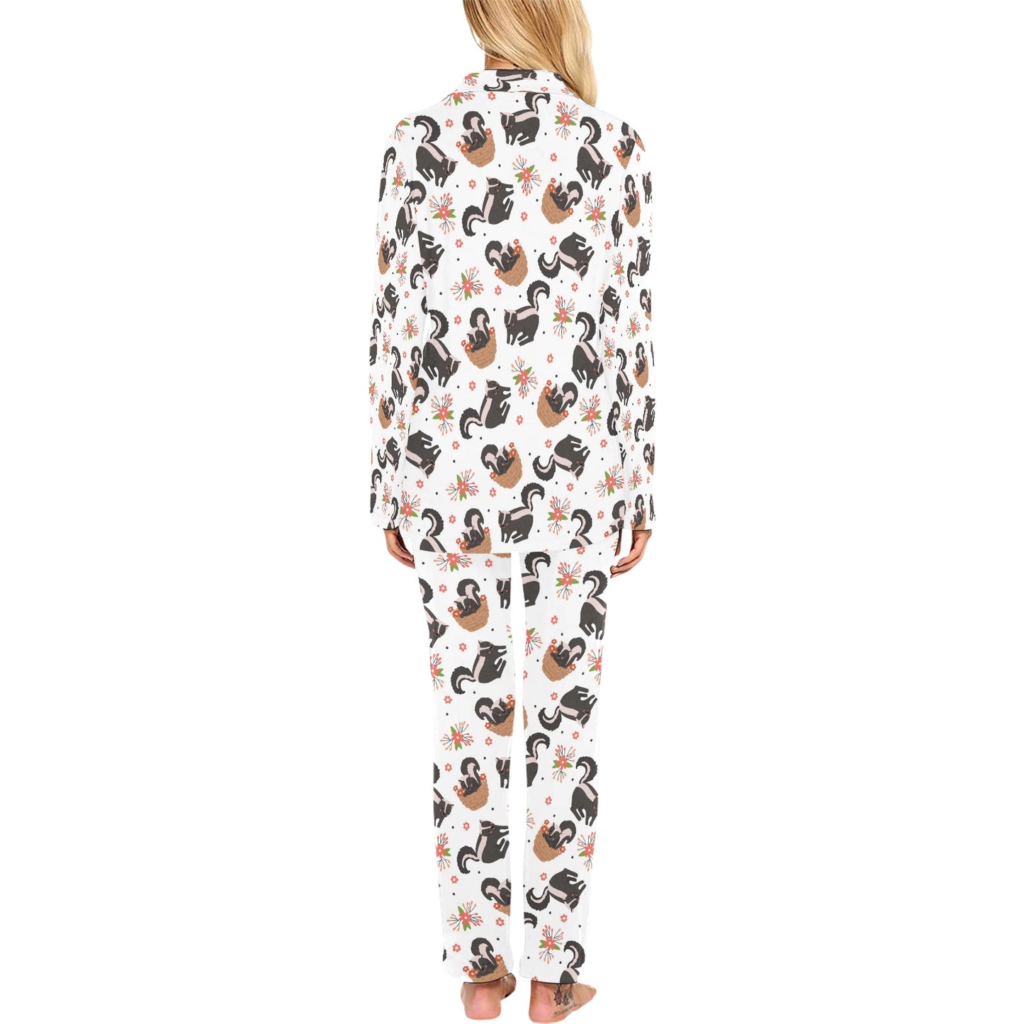Skunk Print Design LKS304 Women's Long Pajama Set