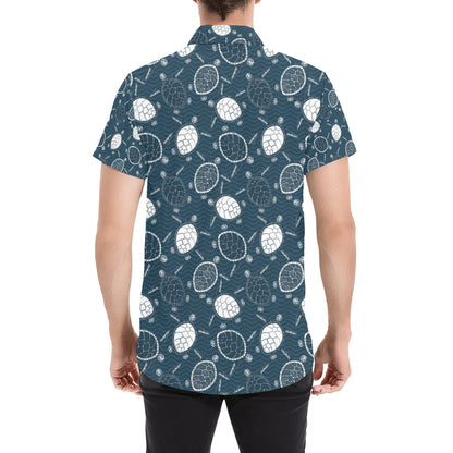 Sea Turtle Print Design LKS3015 Men Short Sleeve Button Up Shirt