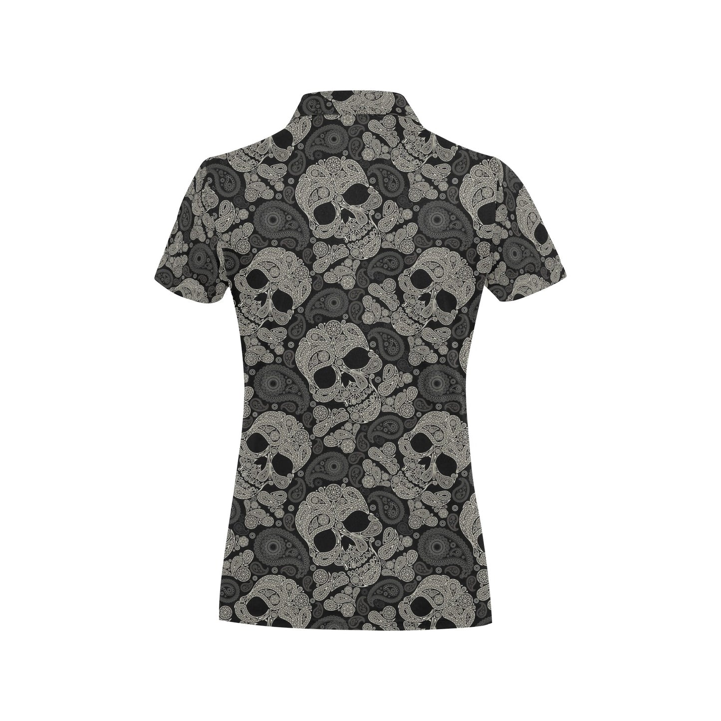 Paisley Skull Pattern Print Design A01 Women's Polo Shirt
