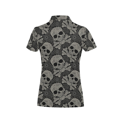 Paisley Skull Pattern Print Design A01 Women's Polo Shirt