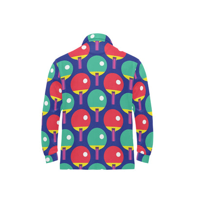 Ping Pong Pattern Print Design A03 Long Sleeve Polo Shirt For Men's