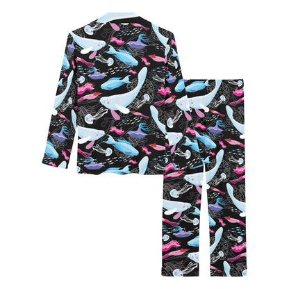 Manatee Pattern Print Design 02 Women's Long Pajama Set