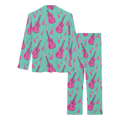 Acoustic Guitar Print Design LKS405 Women's Long Pajama Set