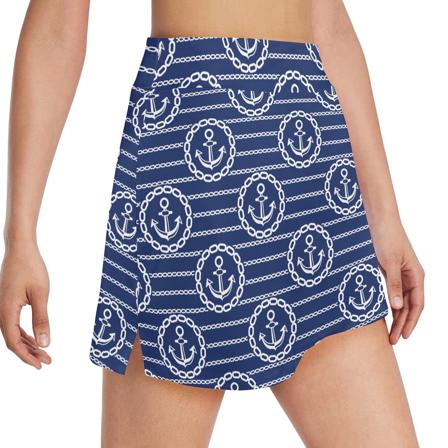Anchor Stripe Pattern 17" Golf & Pickleball Skort with Pockets