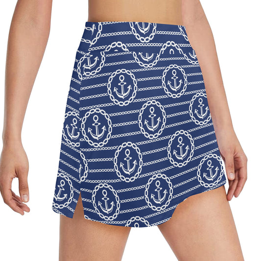 Anchor Stripe Pattern 17" Golf & Pickleball Skort with Pockets