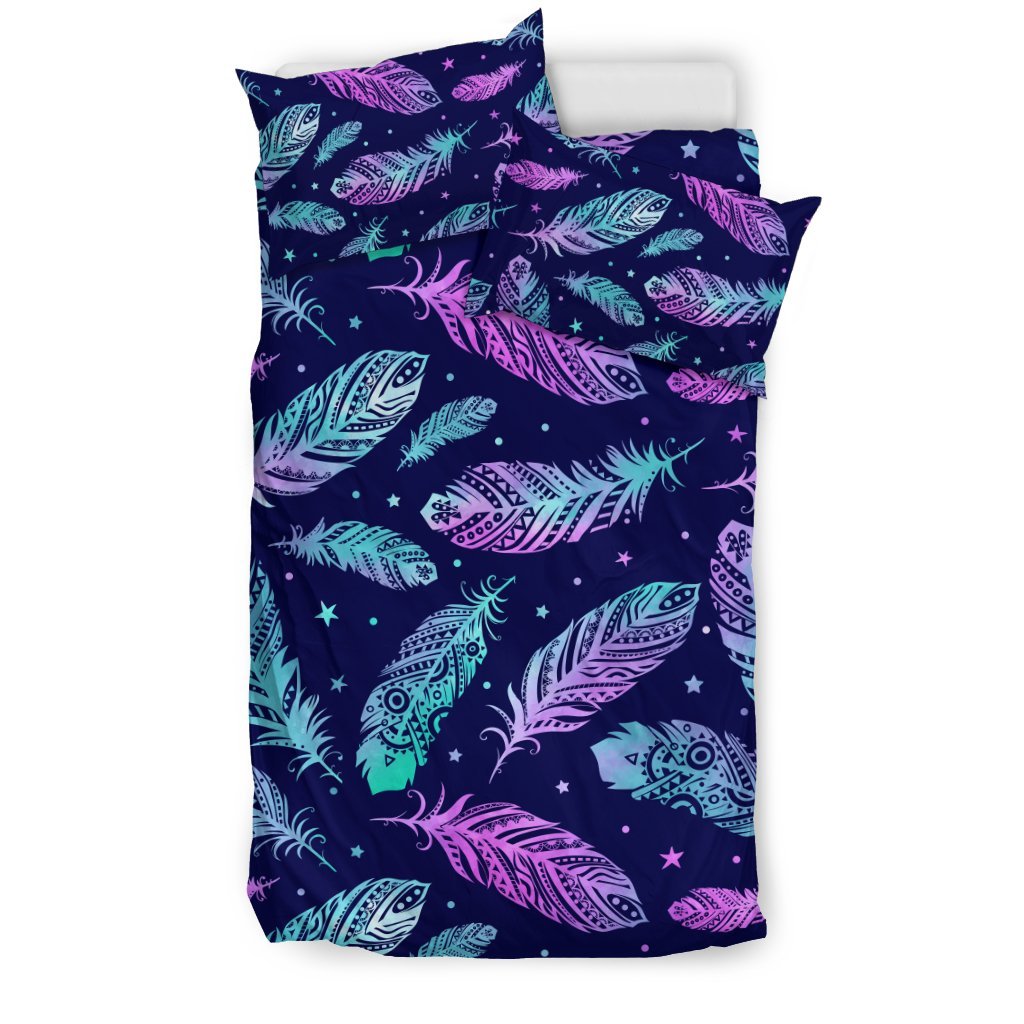 Feather Aztec Design Print Duvet Cover Bedding Set