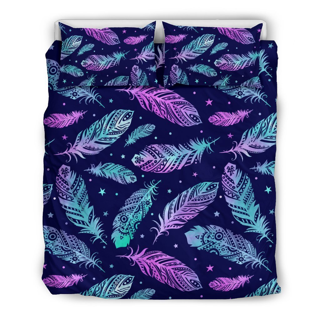 Feather Aztec Design Print Duvet Cover Bedding Set