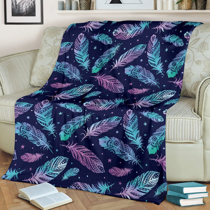Feather Aztec Design Print Fleece Blanket