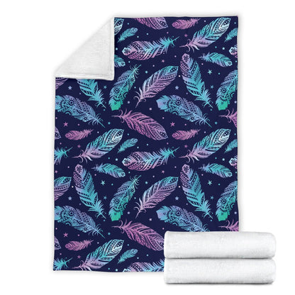 Feather Aztec Design Print Fleece Blanket