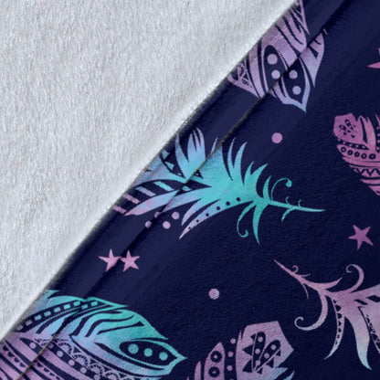 Feather Aztec Design Print Fleece Blanket