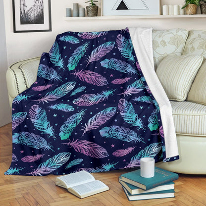 Feather Aztec Design Print Fleece Blanket