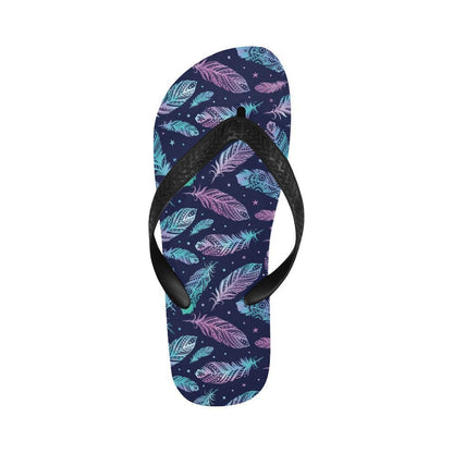 Feather Aztec Design Print Flip Flops-JTAMIGO.COM