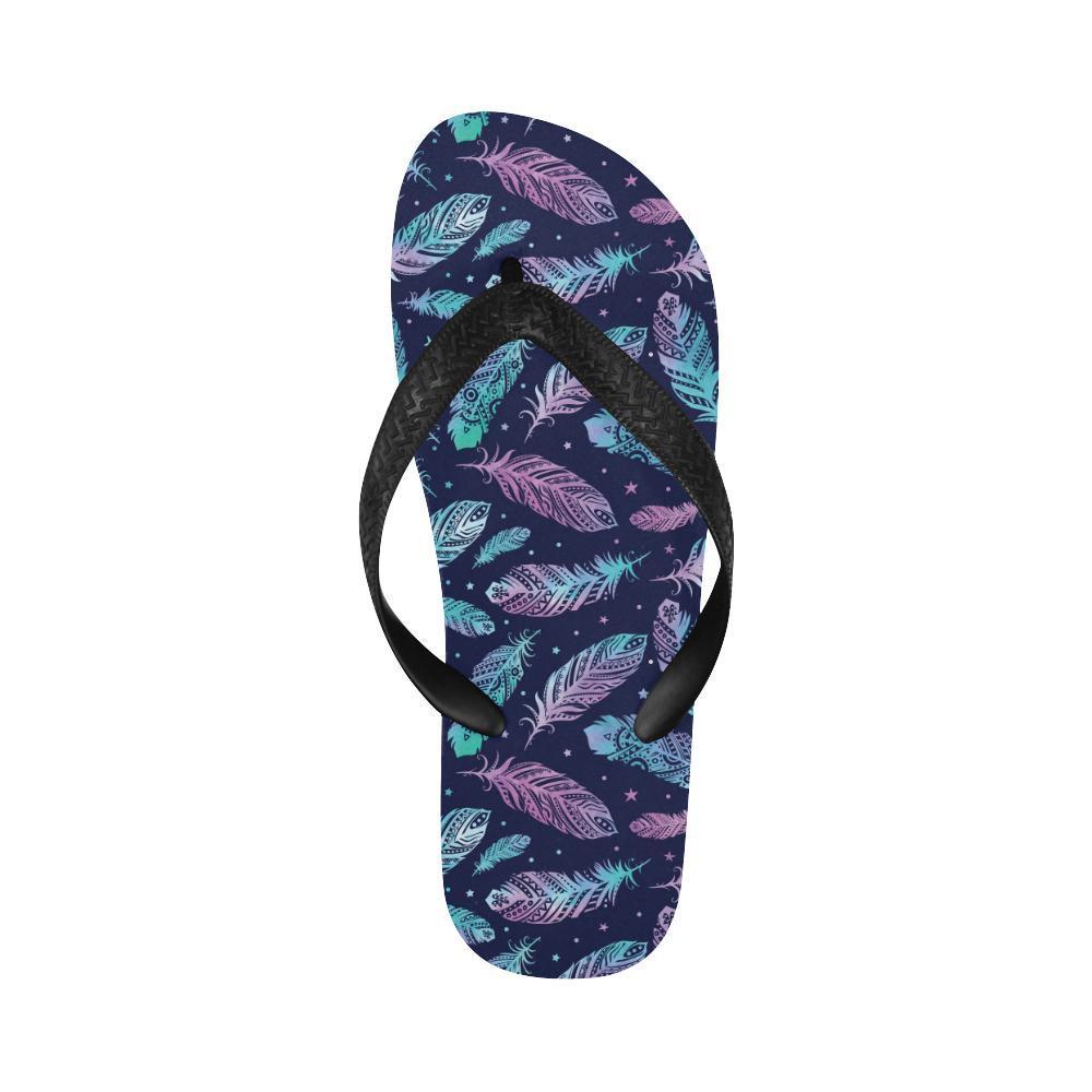 Feather Aztec Design Print Flip Flops-JTAMIGO.COM