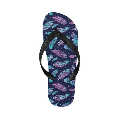Feather Aztec Design Print Flip Flops-JTAMIGO.COM