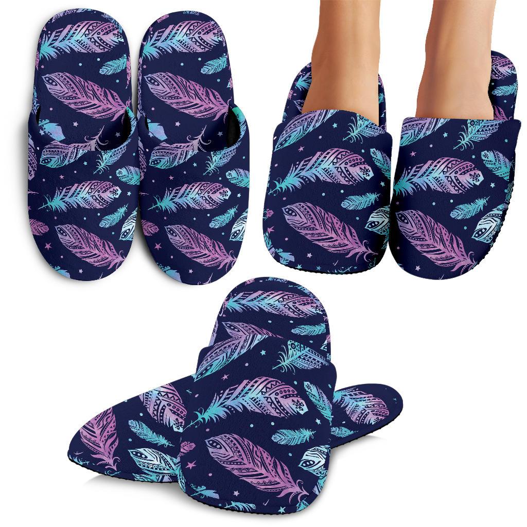 Feather Aztec Design Print House Slippers