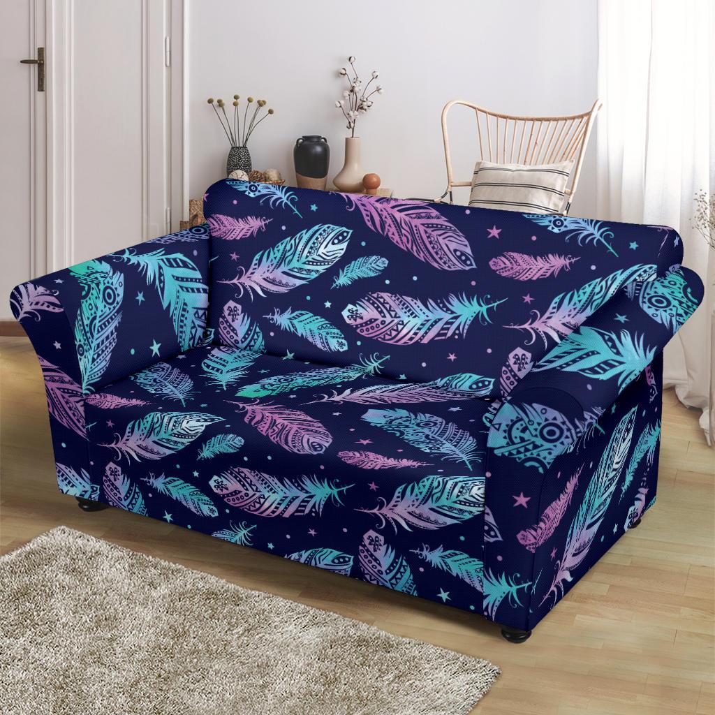 Feather Aztec Design Print Loveseat Slipcover-JTAMIGO.COM