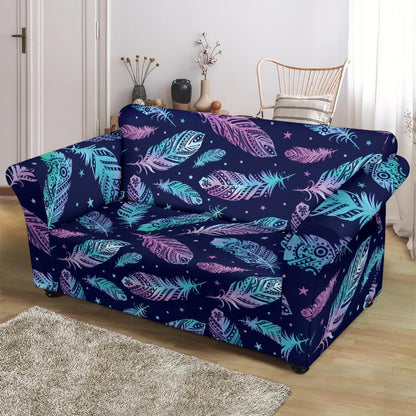 Feather Aztec Design Print Loveseat Slipcover-JTAMIGO.COM