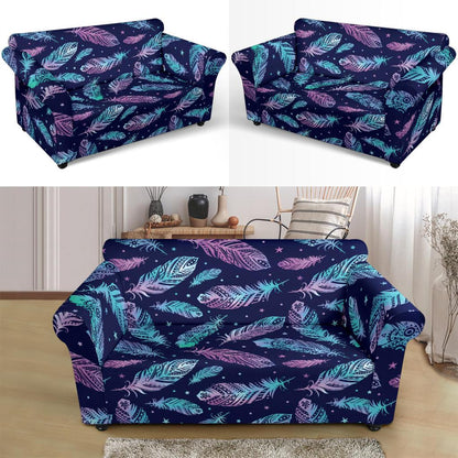 Feather Aztec Design Print Loveseat Slipcover-JTAMIGO.COM