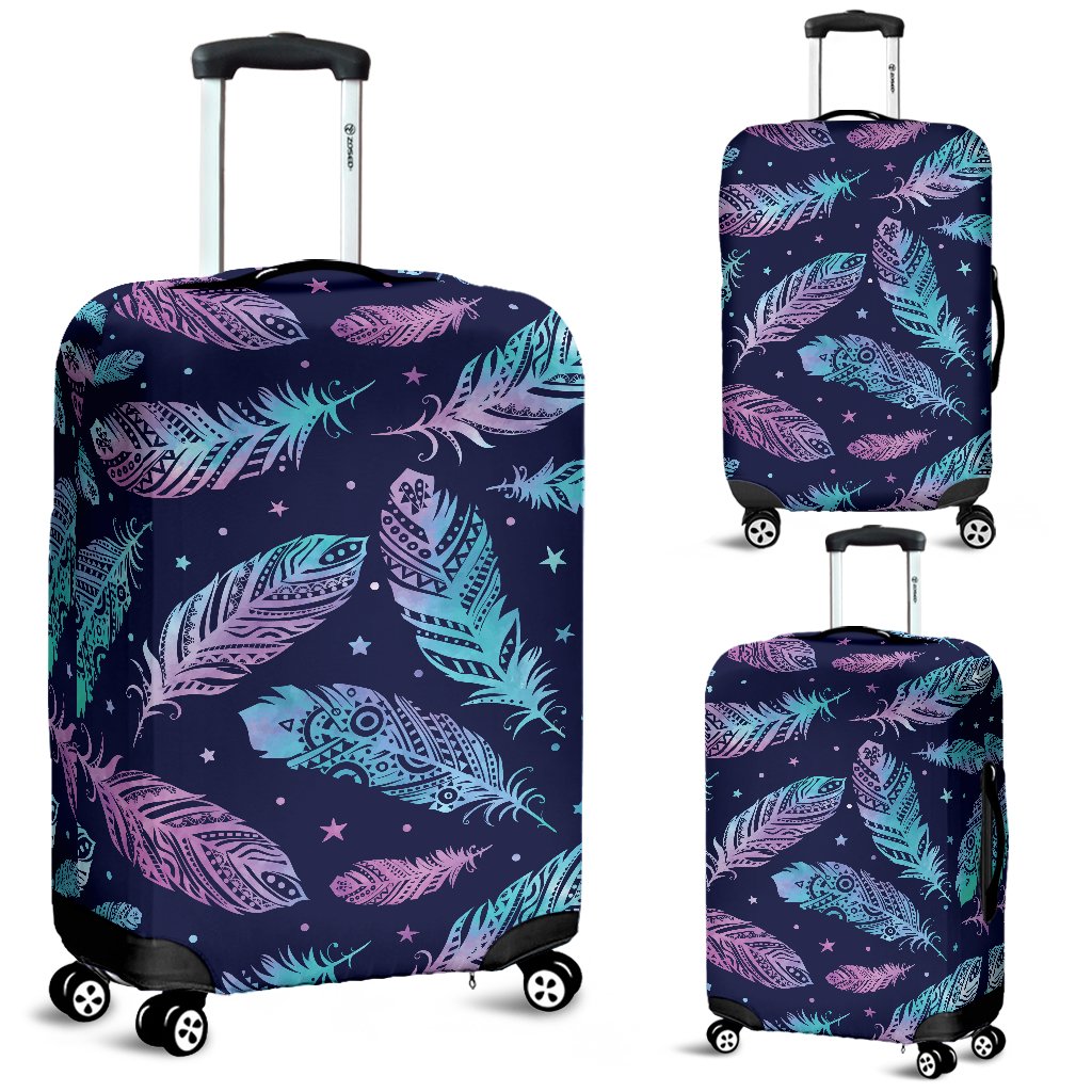 Feather Aztec Design Print Luggage Cover Protector