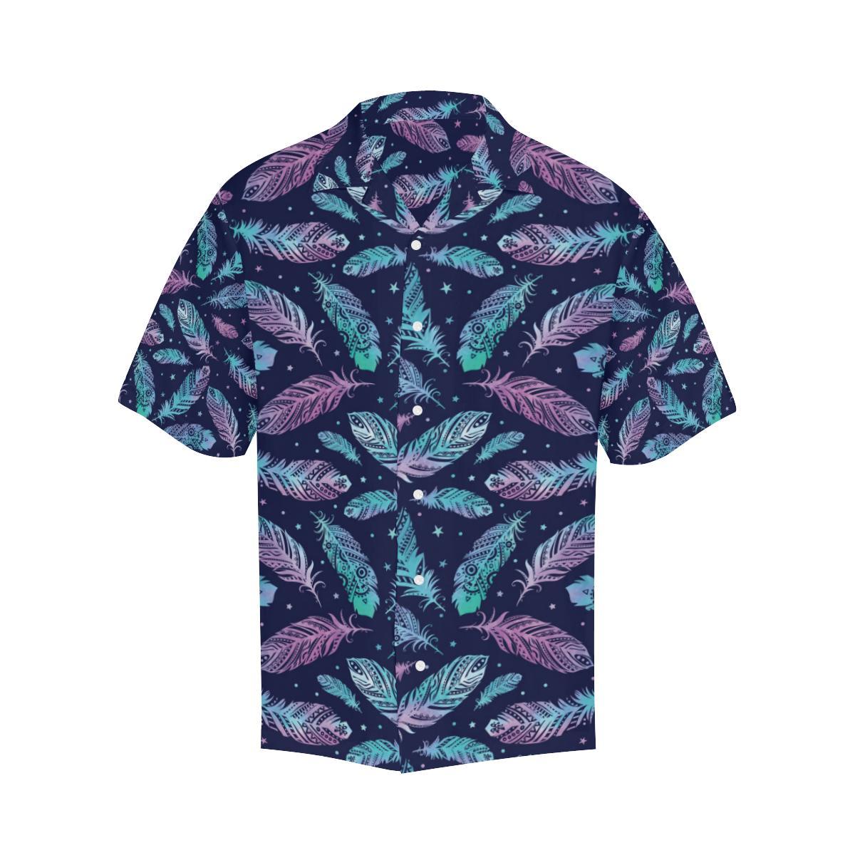 Feather Aztec Design Print Men Aloha Hawaiian Shirt