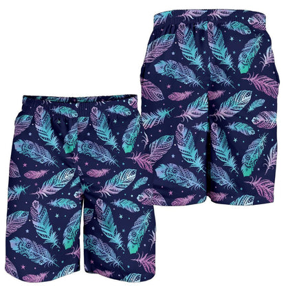 Feather Aztec Design Print Mens Shorts-JTAMIGO.COM