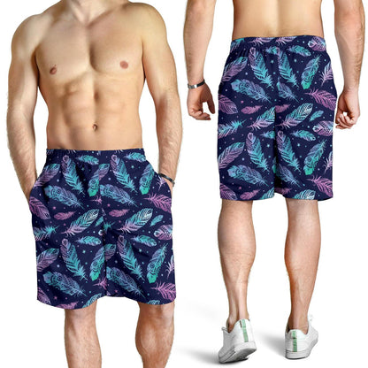 Feather Aztec Design Print Mens Shorts-JTAMIGO.COM
